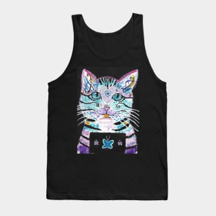 Colorful cat face Tank Top